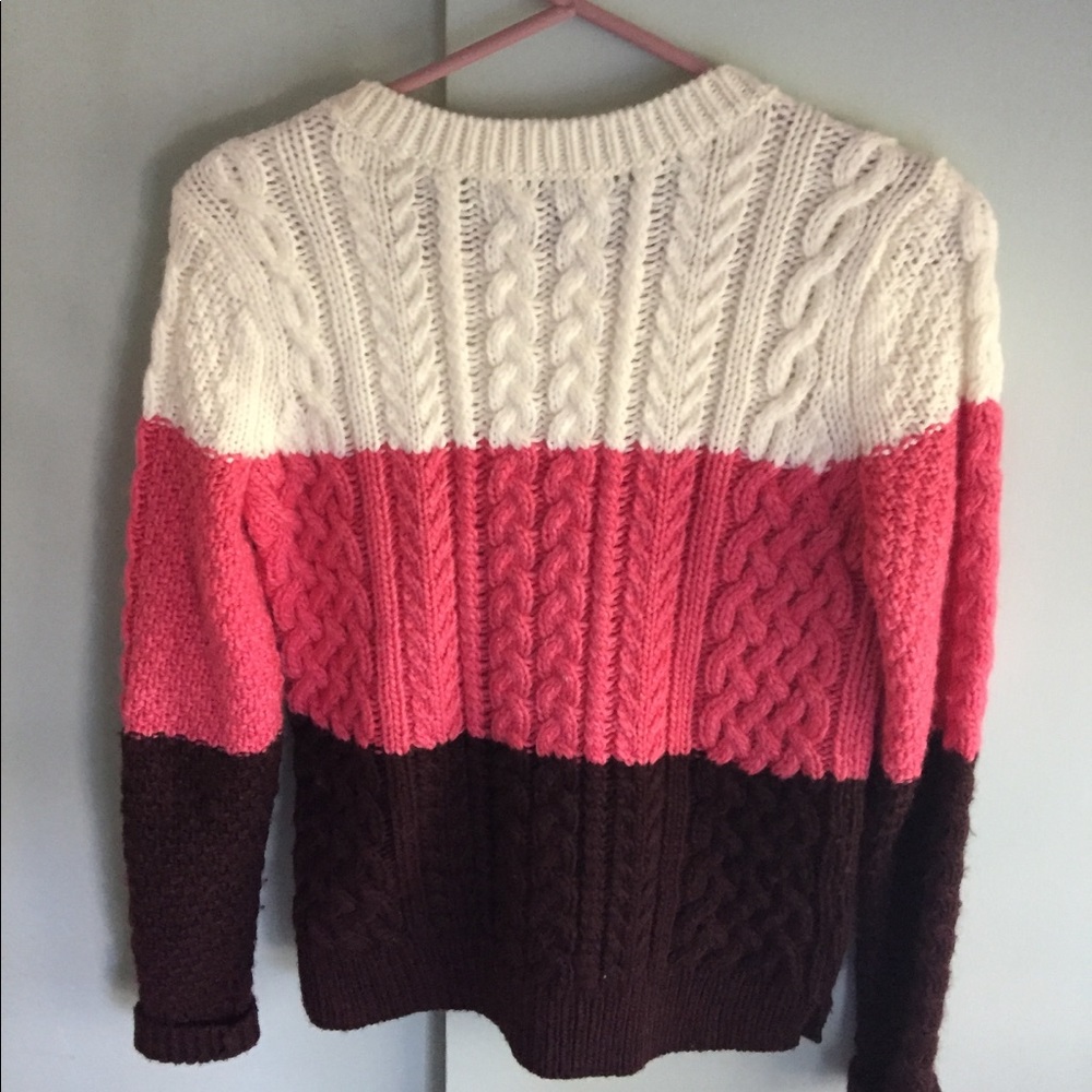 Cable Knit Tri-color Wool Blend Loft Sweater NWOT - Picture 5 of 5
